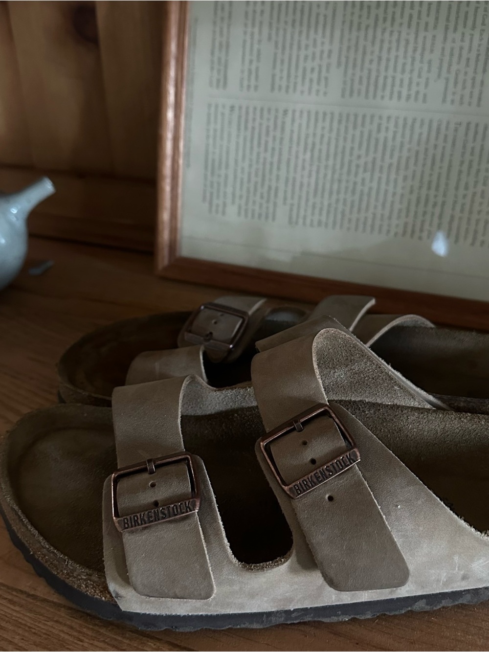 Birkenstock Men's Arizona Suede Sandals in Taupe